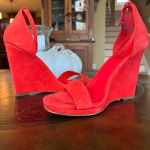 Aldo Red-Orange Wedge Sandals
